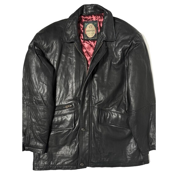VTG Members Only Insulated Black Soft Leather Long Jacket Men’s Size Large - Picture 9 of 13